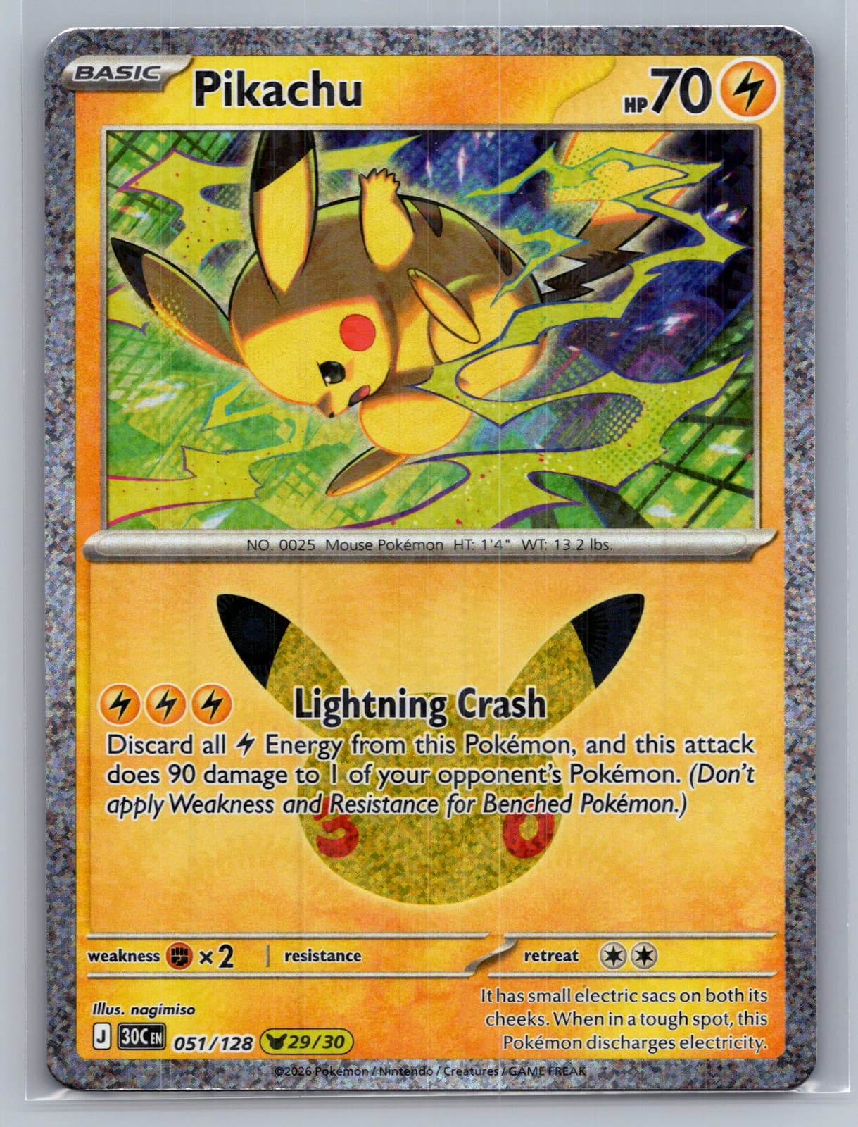 Pikachu #51/128 2026 30th Celebration Pokemon TCG