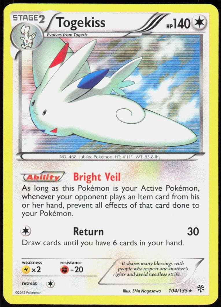 Togekiss 104/135 Holo Rare Plasma Storm Pokemon Lightly Played