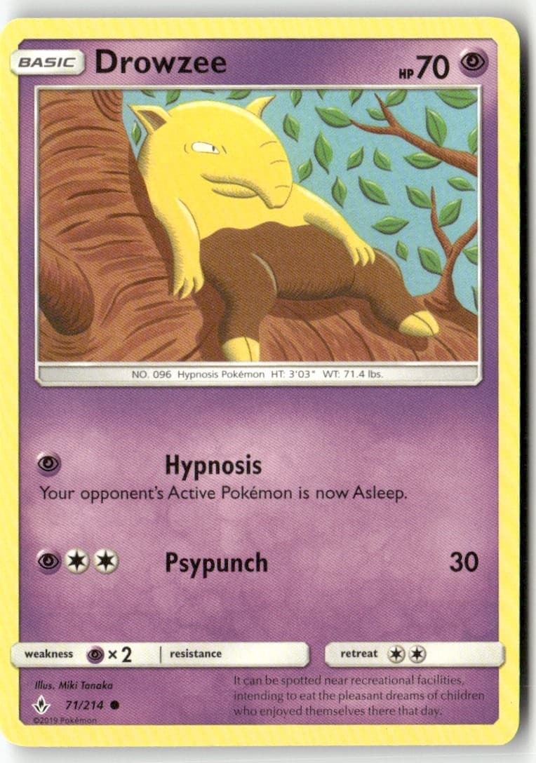 Drowzee 71/214 Common Unbroken Bonds Pokemon LP