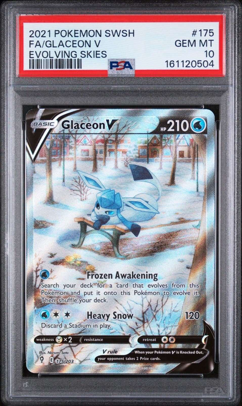 2021 POKEMON SWORD & SHIELD EVOLVING SKIES #175 FULL ART/GLACEON V PSA 10