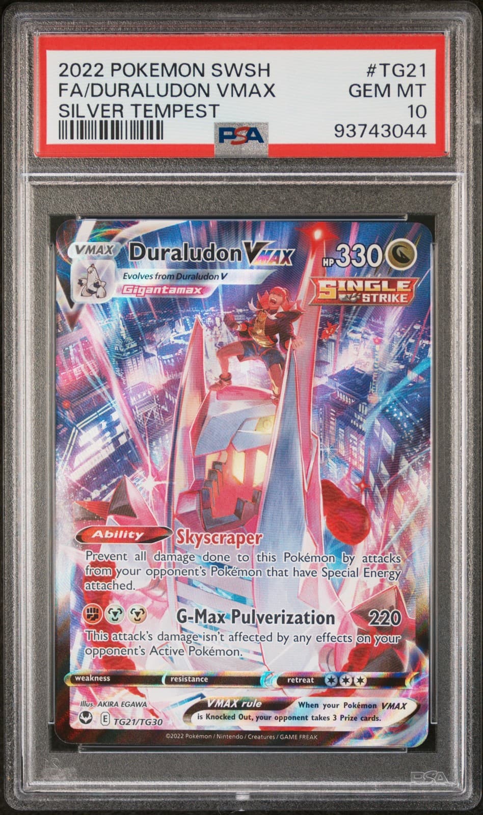 2022 POKEMON SWORD & SHIELD SILVER TEMPEST #TG21 FULL ART/DURALUDON VMAX PSA 10