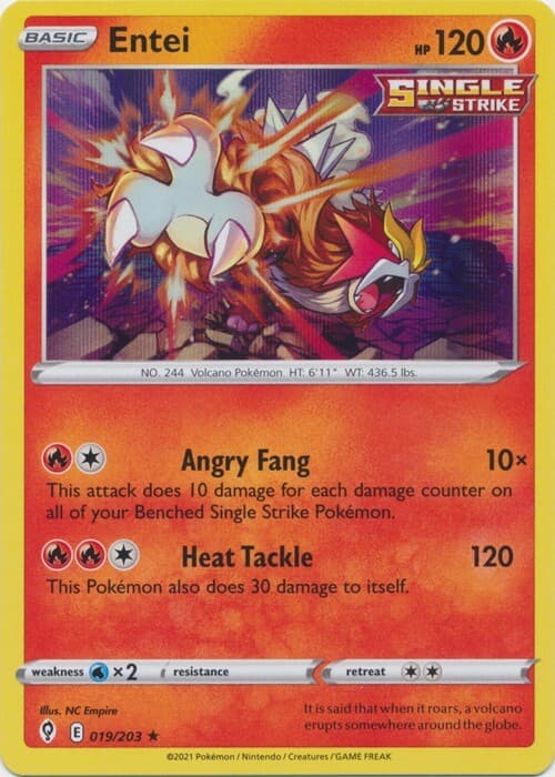 Holo Entei 019/203 Rare Evolving Skies Pokemon TCG