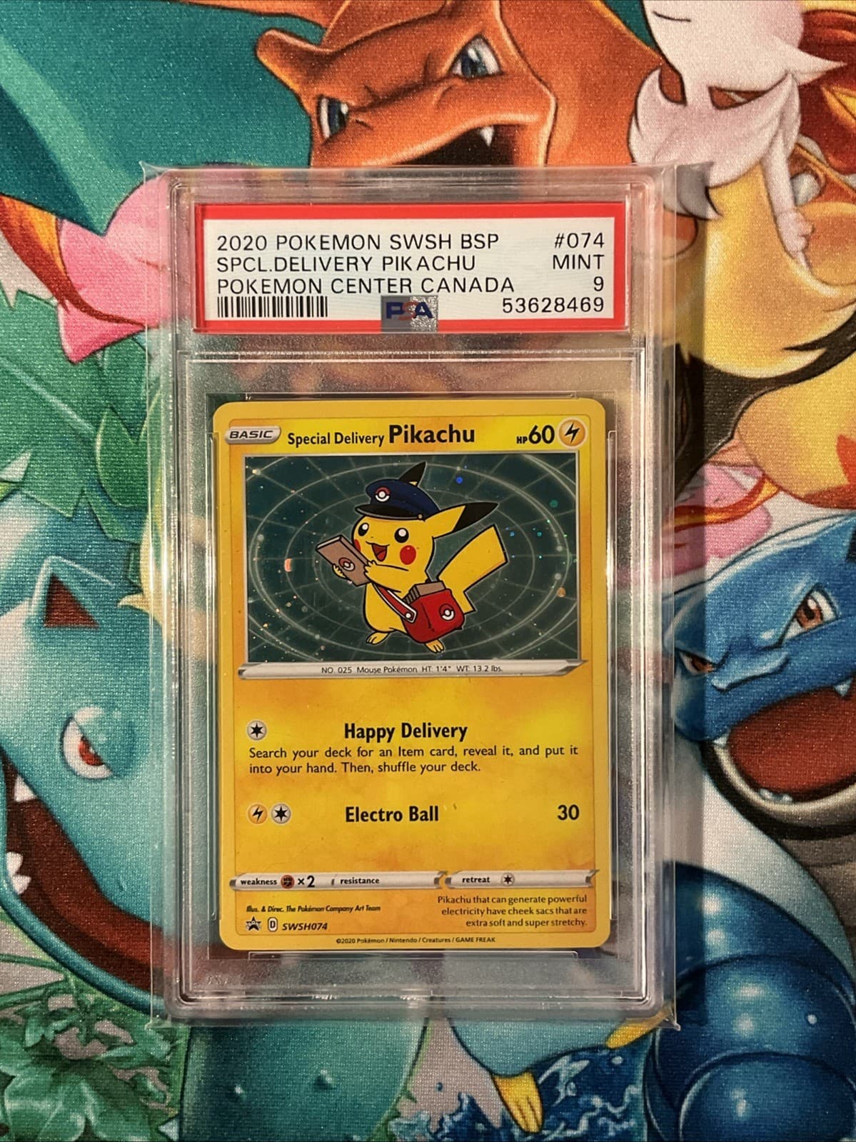 Pokémon Sword & Shield Black Star Promo SWSH074 Special Delivery Pikachu PSA 9