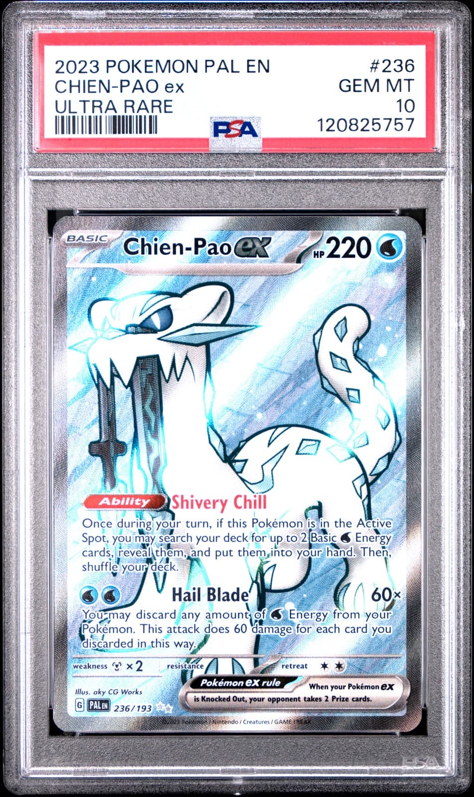 Chien-Pao EX 236/193 Ultra Rare Paldea Evolved Pokemon PSA 10
