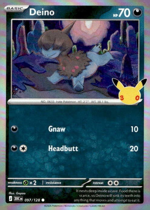 Deino 097/128 ME 30th Celebration Holo C NM English Pokémon