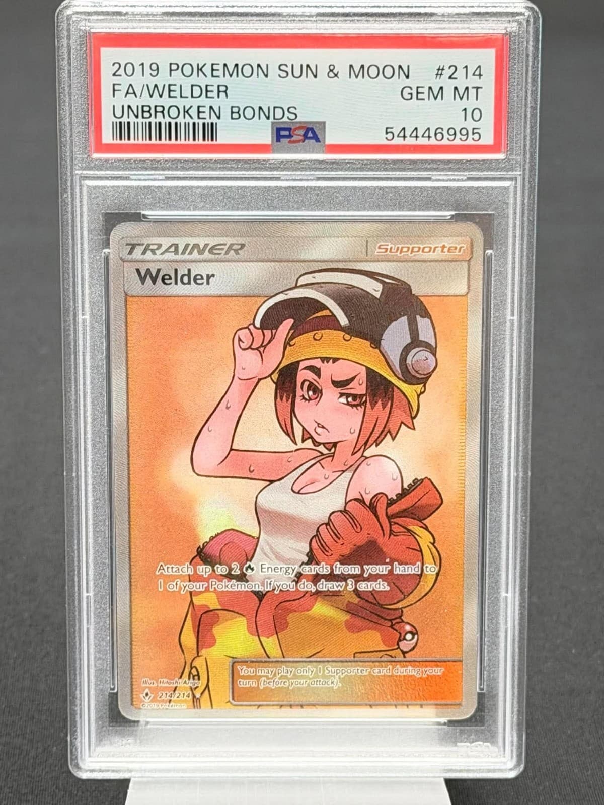 Welder (Full Art) 214/214 English Sm-Unbroken Bonds Holo PSA 10