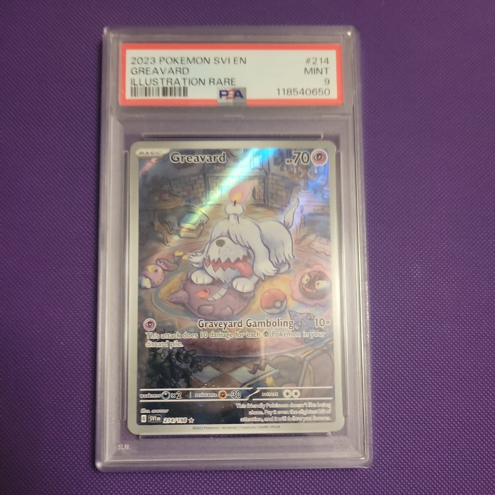 PSA 9 2023 Pokemon SV01 Scarlet & Violet Greavard Holo IR #214/198 EN
