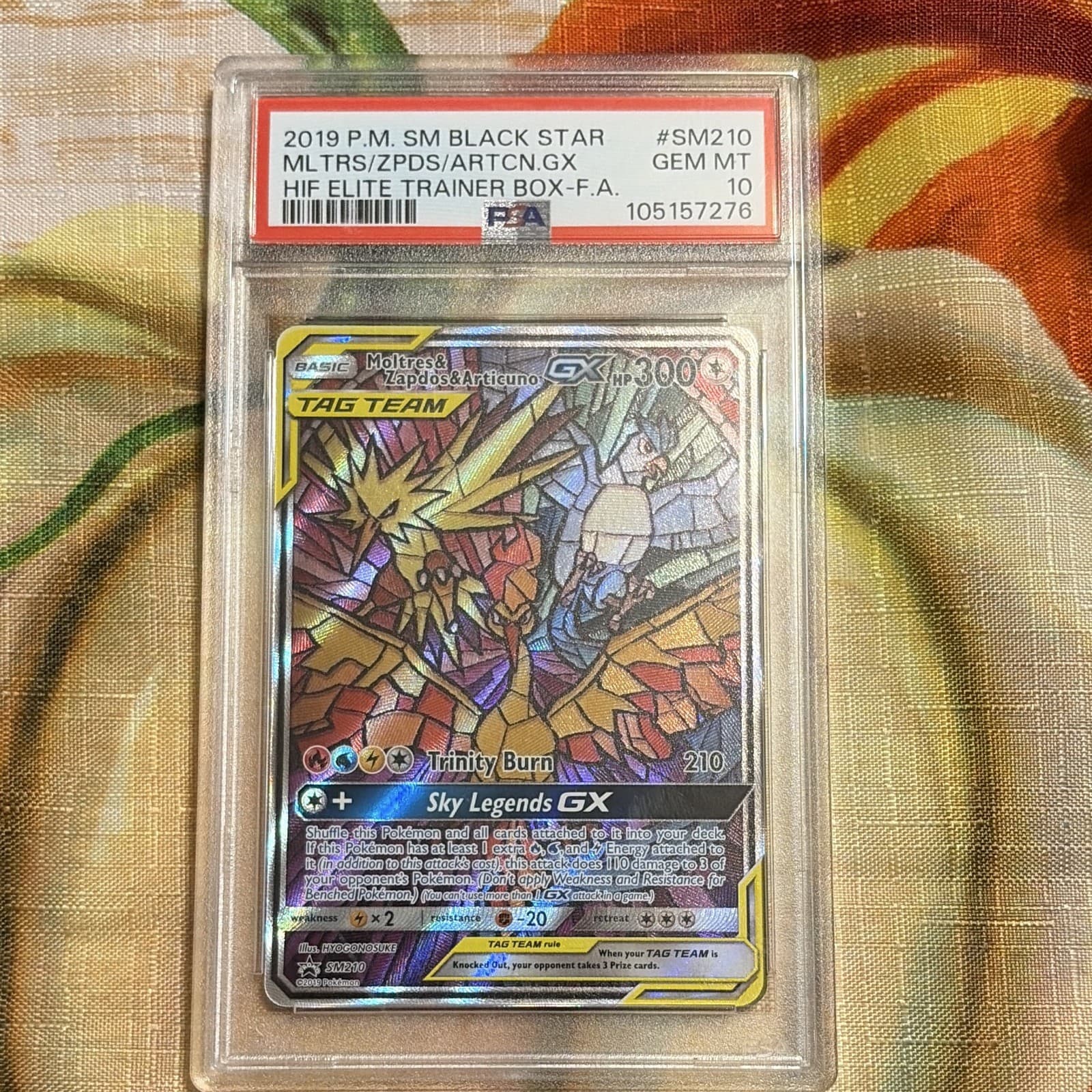 2019 Pokemon TCG Moltres & Zapdos & Articuno GX SM210 Holo PSA 10