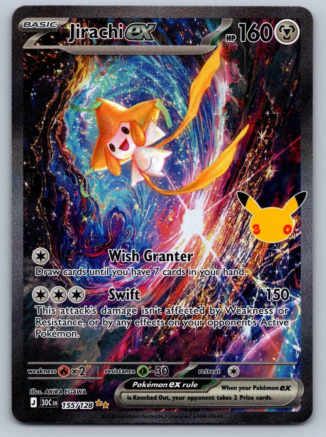 Jirachi ex 155/128 ME: 30th Celebration Holofoil Near Mint