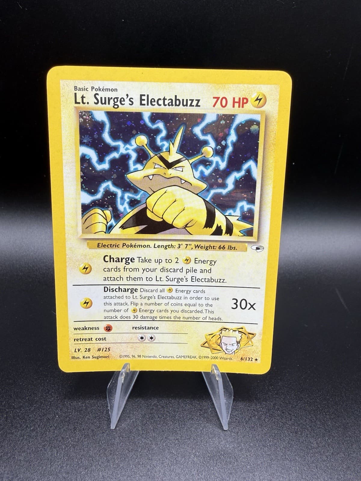 Pokemon TCG Lt. Surge's Electabuzz Gym Heroes 6/132 Holo Rare Unlimited NM SWIRL