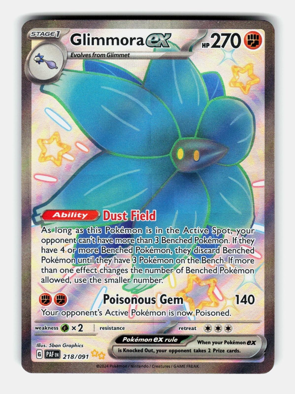 Glimmora ex 218/091 Shiny Ultra Rare Paldean Fates Pokemon Holo Near Mint