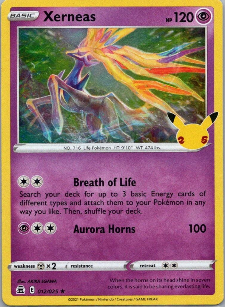 Pokemon Xerneas 12/25 Celebrations Holo NM