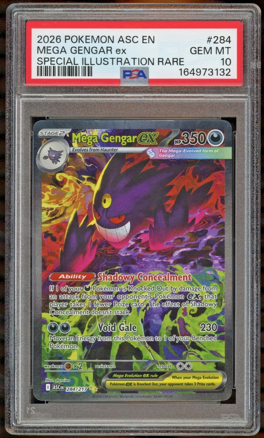 Mega Gengar ex 284/217 SIR Ascended Heroes GEM MINT PSA 10 Pokemon 2026