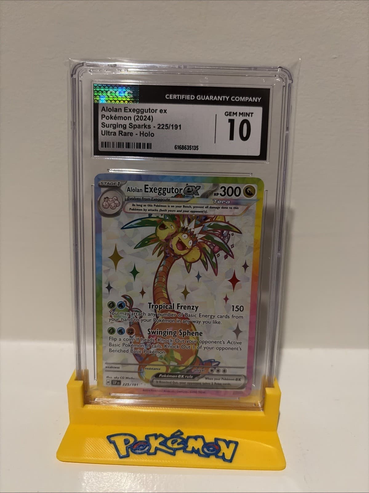 Alolan Exeggutor Ex 225/191 Sv08: Surging Sparks Holo CGC 10 Gem Mint