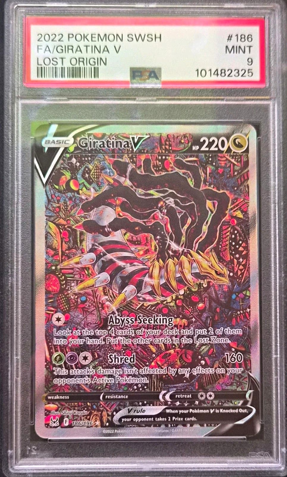 Giratina V Alternate Full Art Holo Ultra Rare Lost Origin 186/196 PSA 9