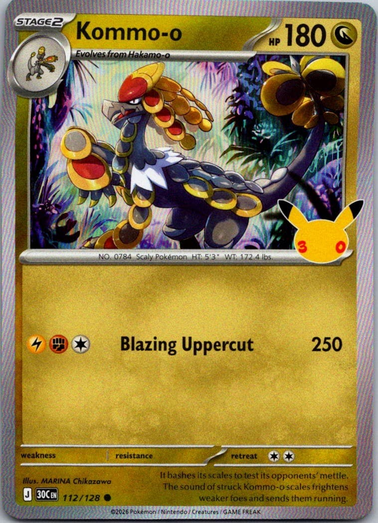 Kommo-o 112/128 ME: 30th Celebration Pokemon Holo Near Mint