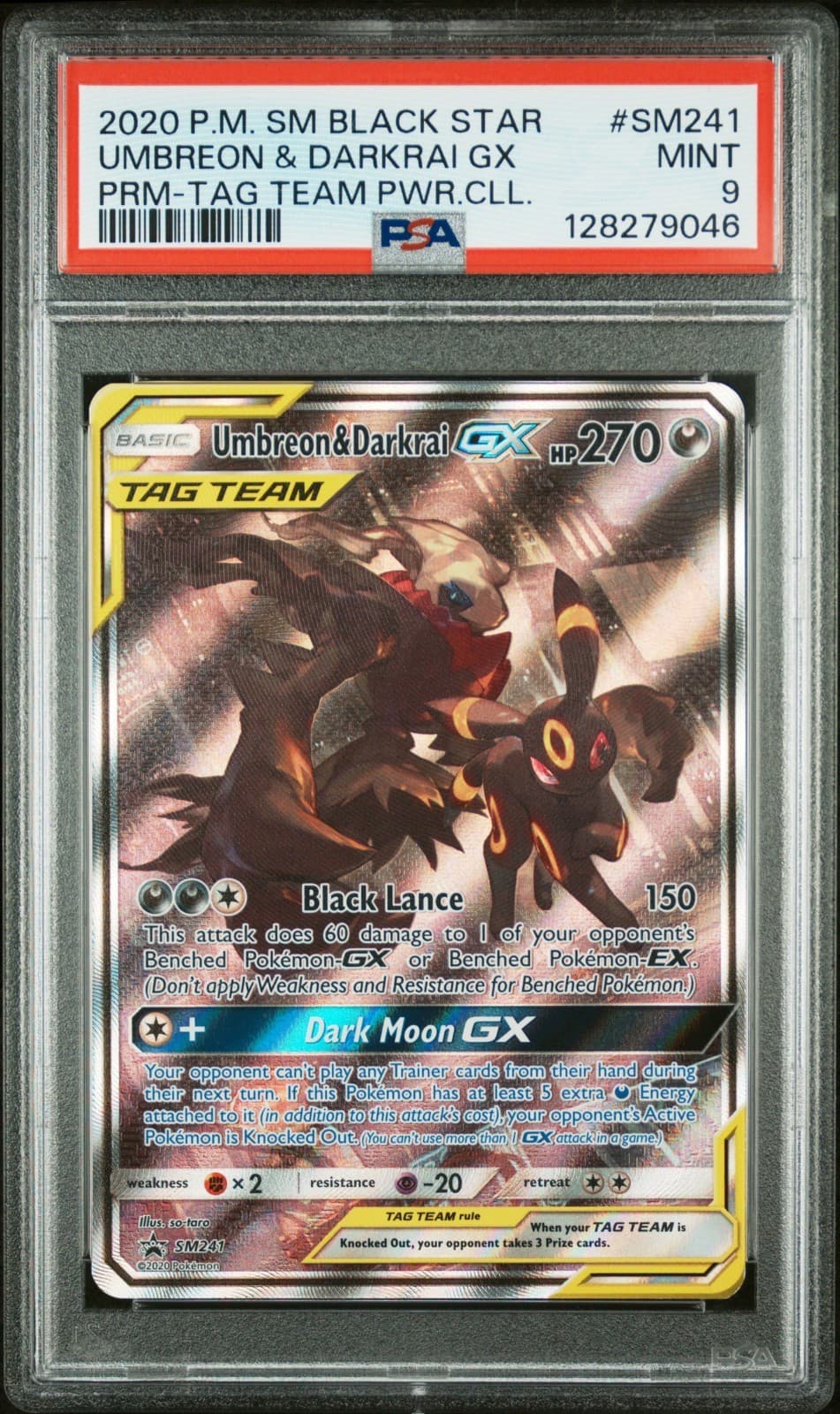2020 Umbreon & Darkrai Gx SM241 PSA 9