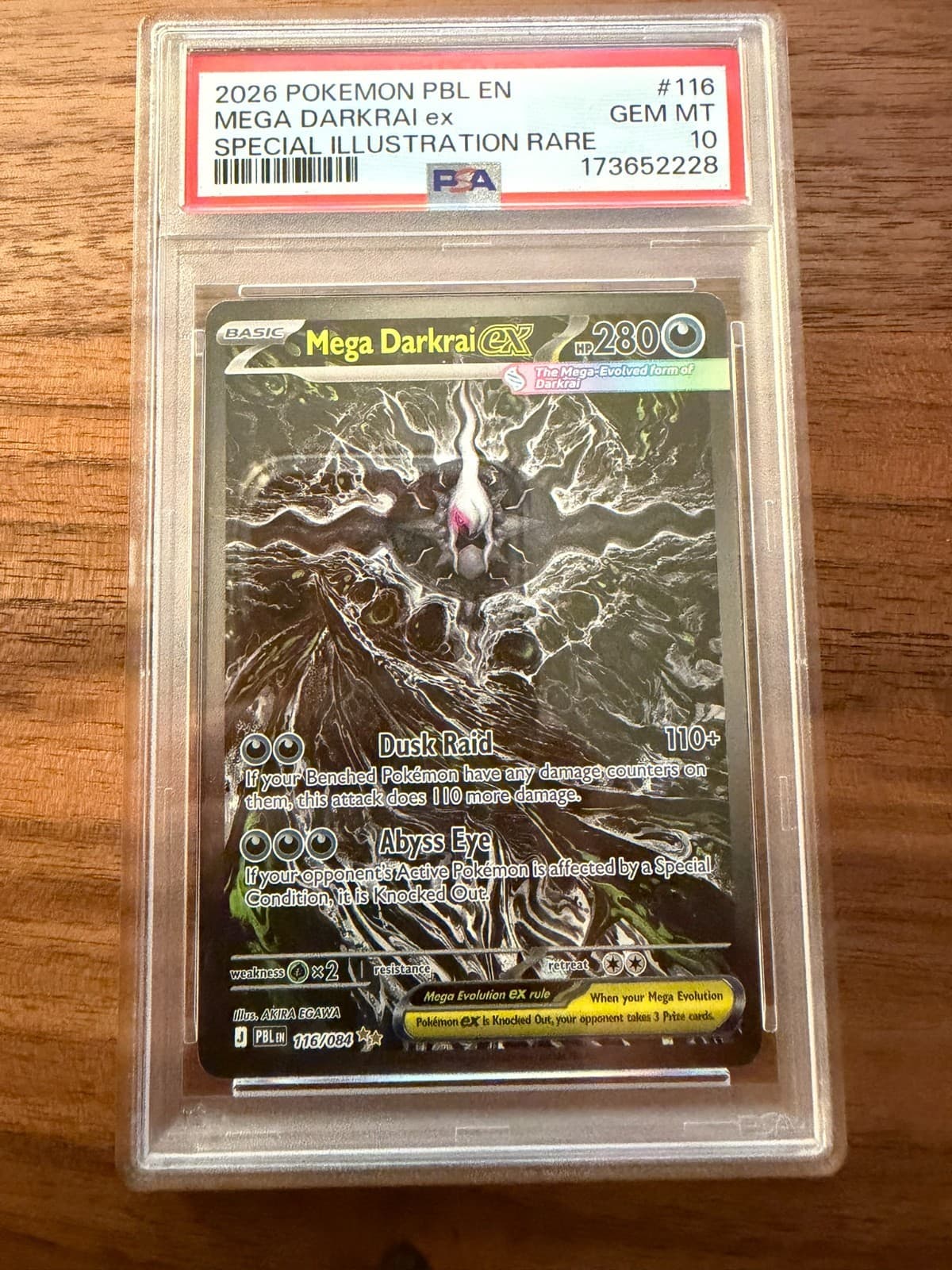 Mega Darkrai ex 116/084 Me05: Pitch Black Holo PSA 10