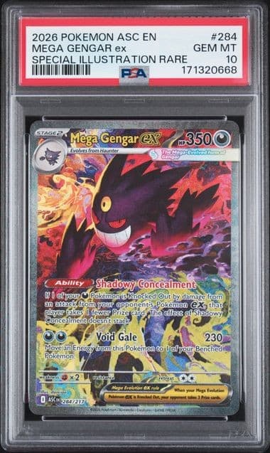 Pokemon Mega Gengar ex Ascended Heroes Special Illustration Rare #284 PSA 10