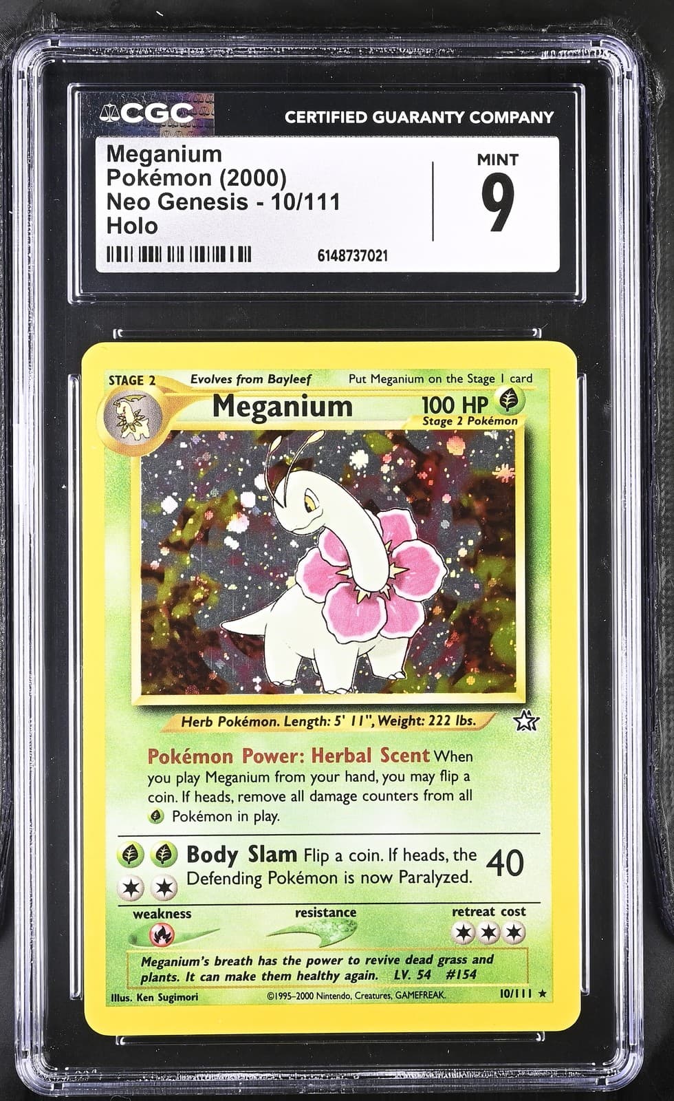 CGC 9 MEGANIUM 10/111 HOLO NEO GENESIS POKEMON MINT