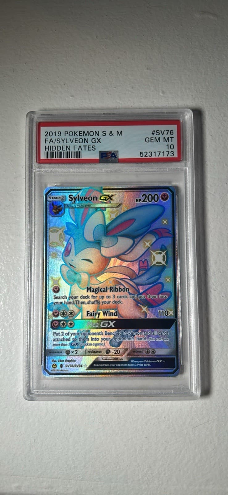 Pokemon 2019 Sylveon GX SV76/SV94 Hidden Fates Shiny Vault Holo PSA 10