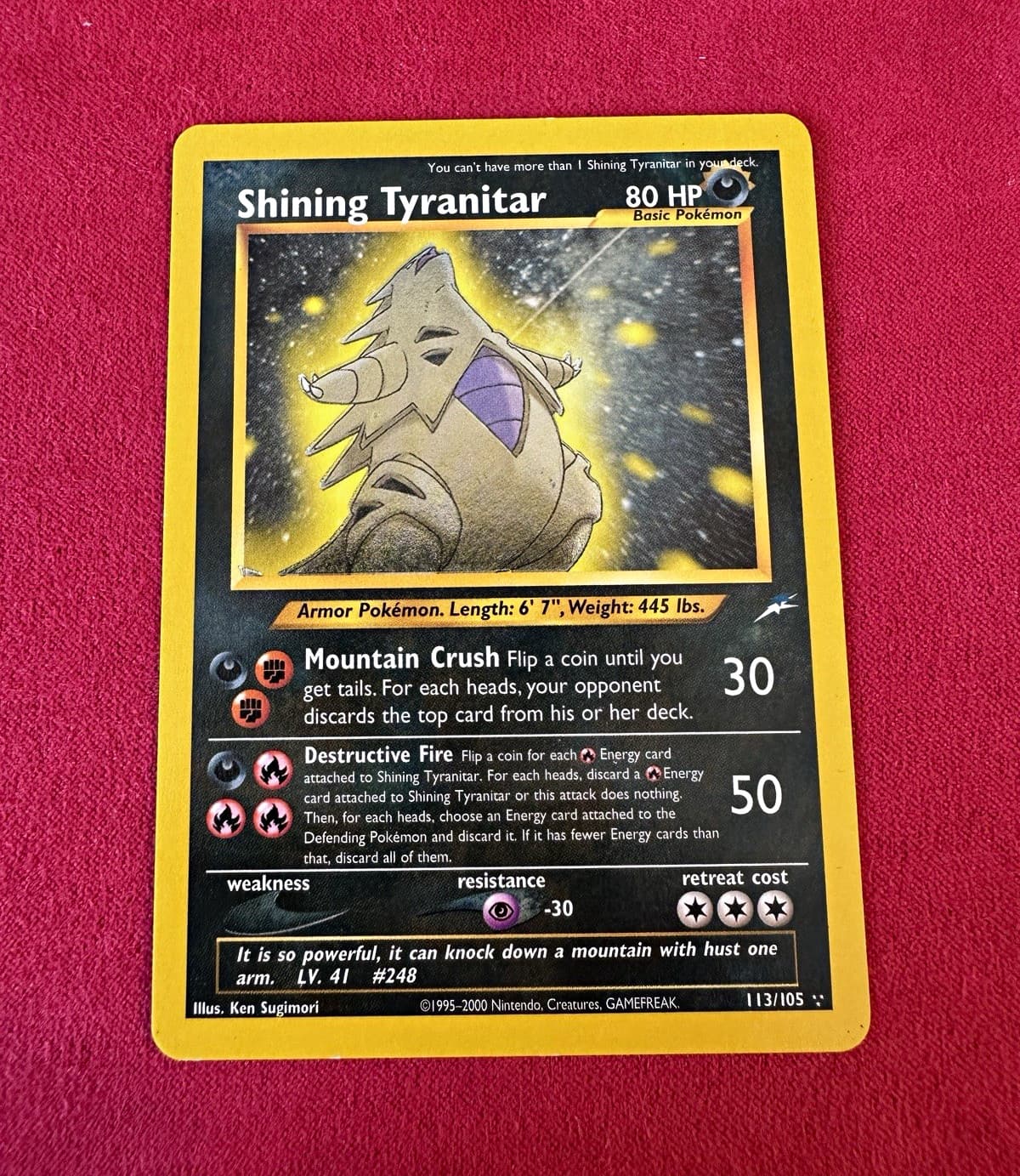 Pokemon TCG Shining Tyranitar 113/105 Neo Destiny 2000 Holo Rare Eng 80 HP