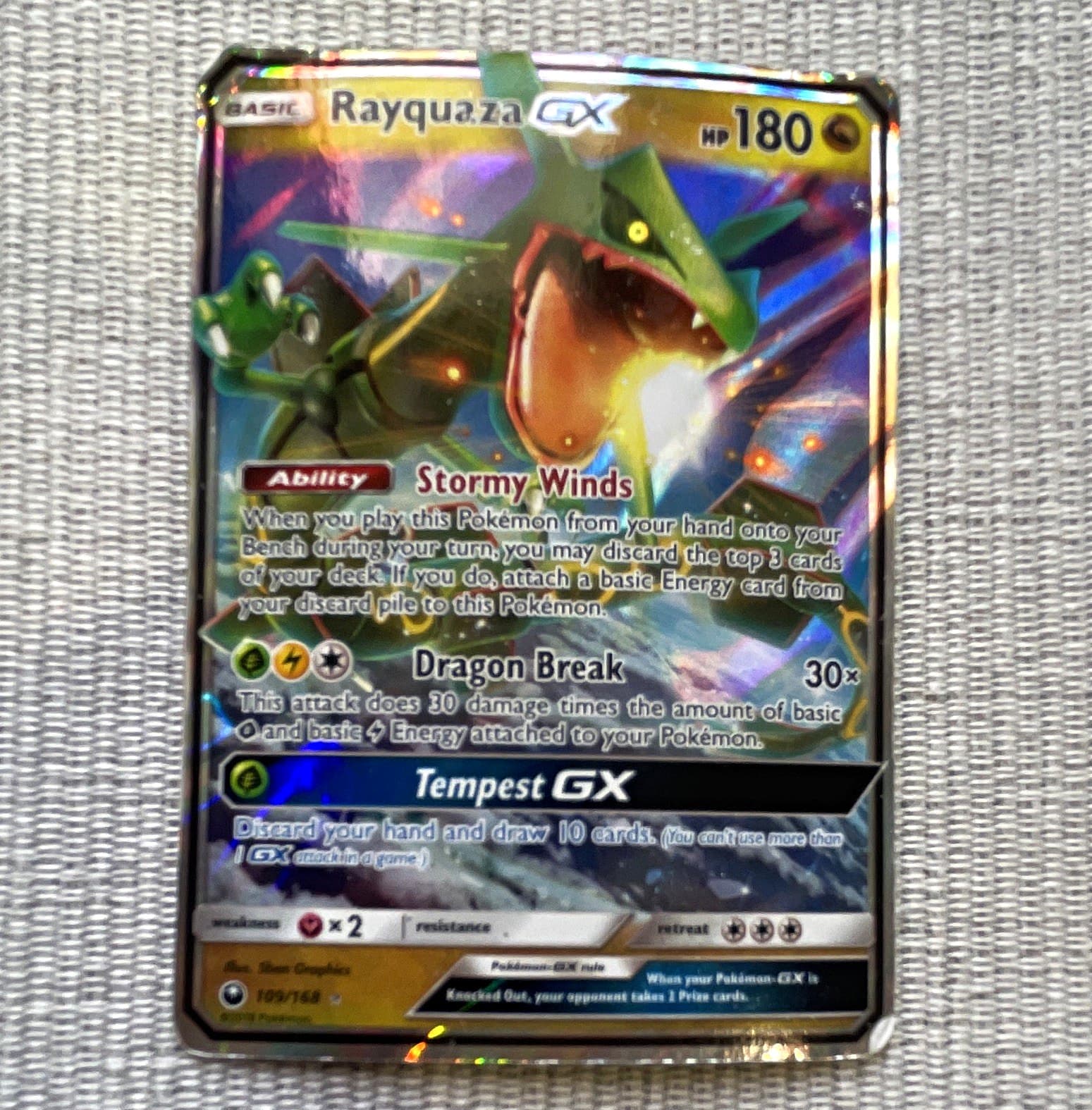 Rayquaza GX The Pokémon Company 109/168 SM Celestial Storm Full Art Holo GX