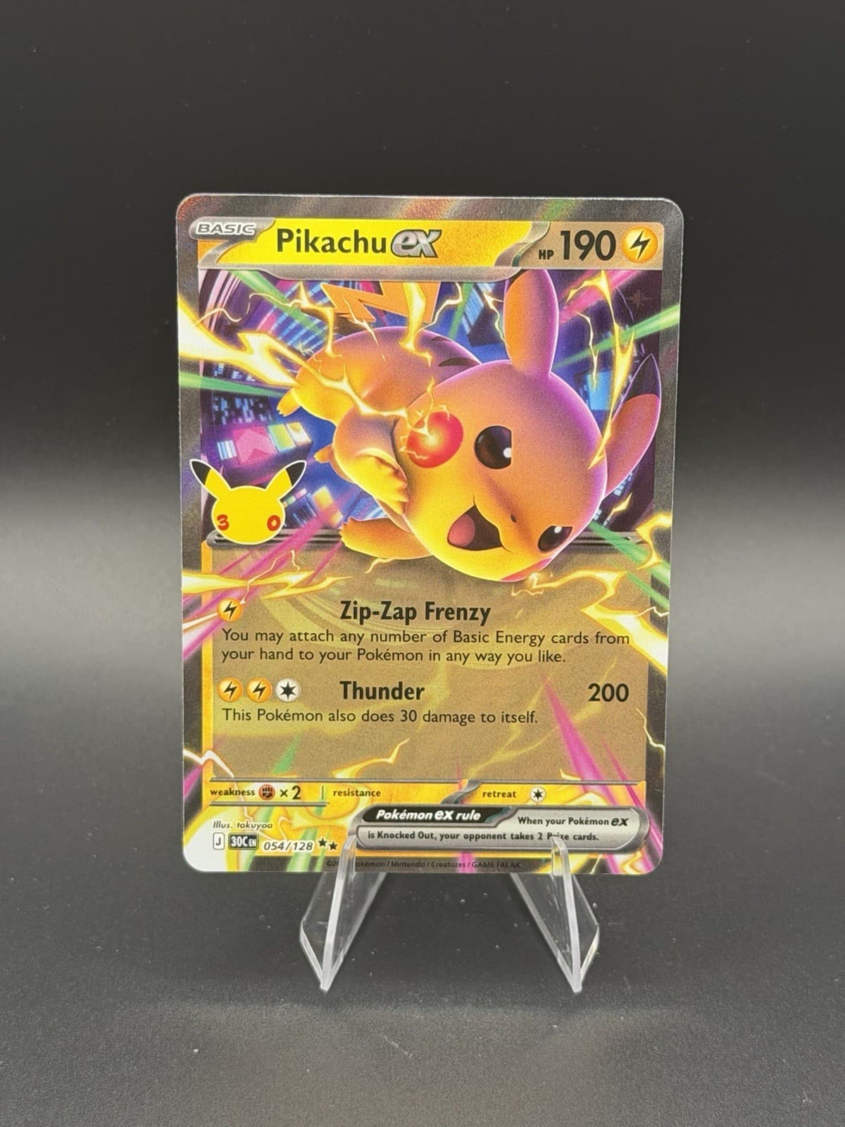 Pokemon TCG 30th Anniversary Celebration Pikachu Ex 54/128 NM