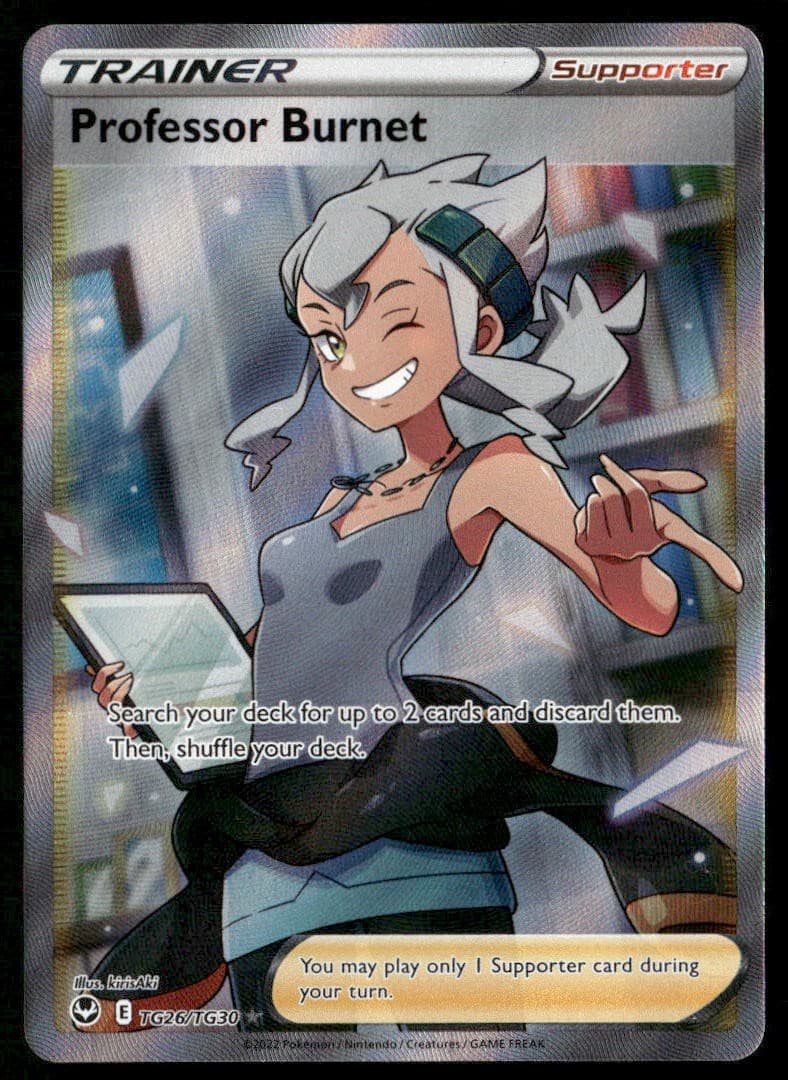 PROFESSOR BURNET TG26/TG30 SILVER TEMPEST TRAINER GALLERY POKEMON HOLO NM
