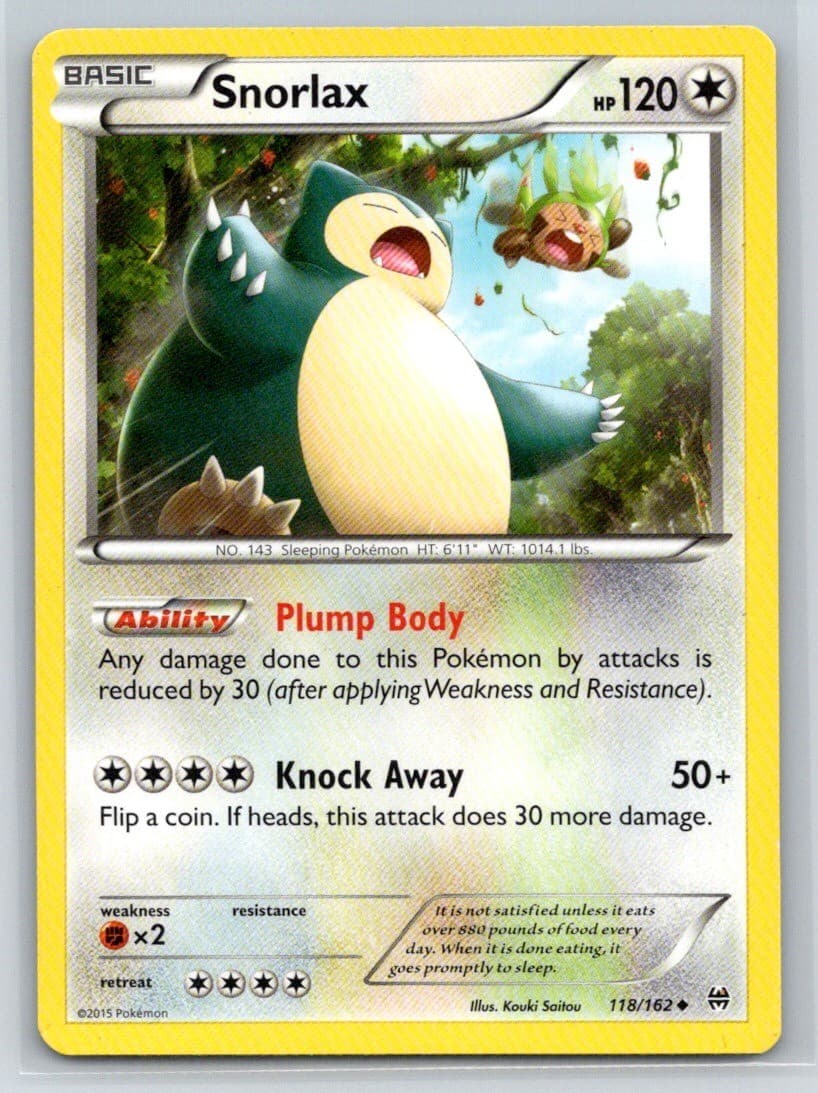 XY - BREAKthrough #118/162 Snorlax Uncommon MP Pokemon