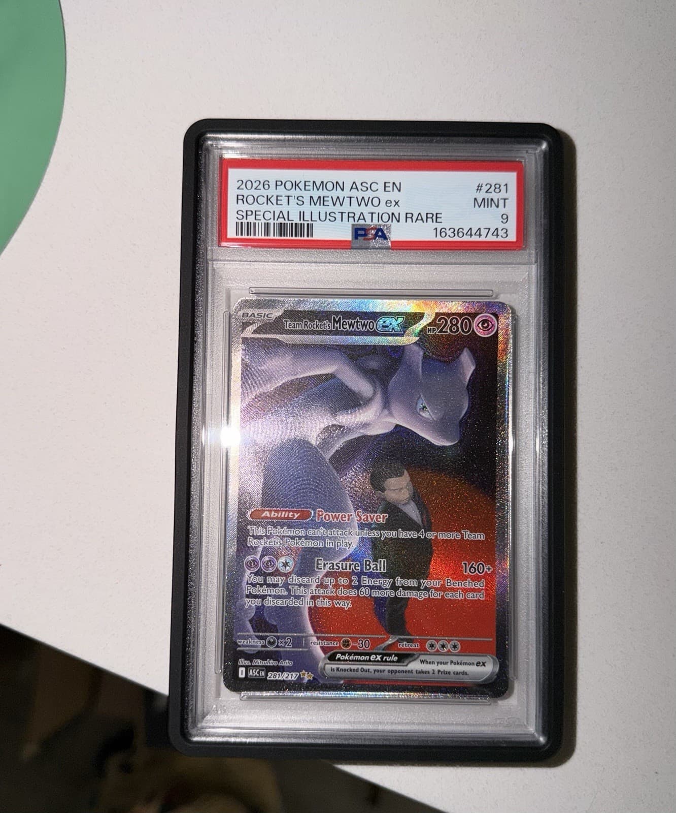 2026 POKEMON ASC EN-ASCENDED HEROES #281 TEAM ROCKET'S MEWTWO EX PSA 9
