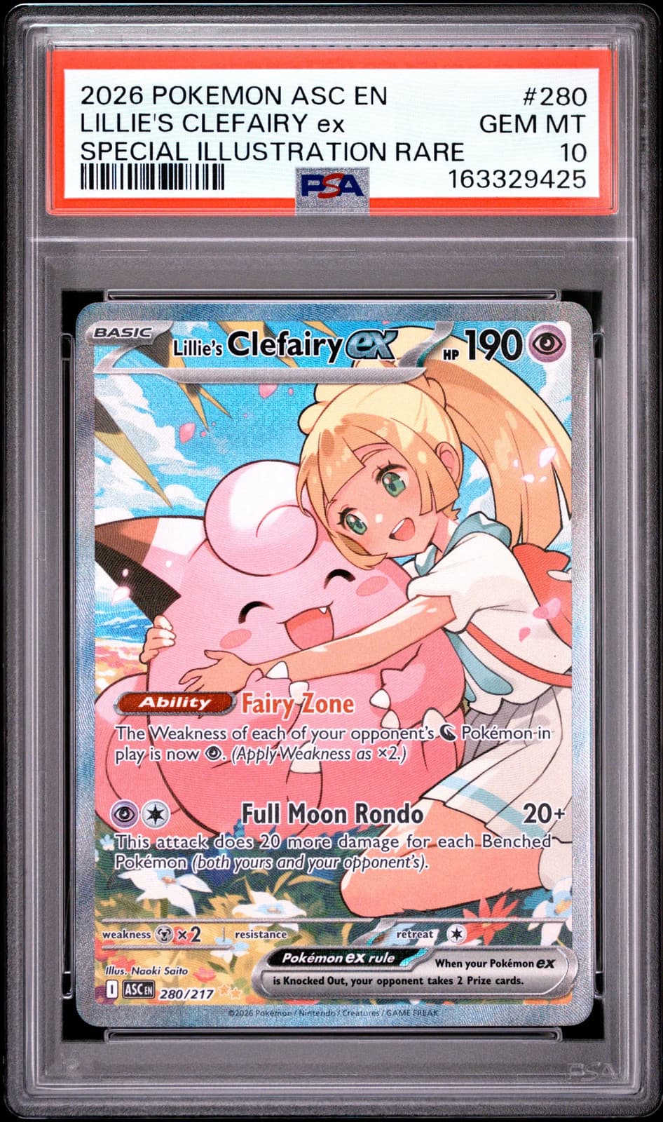 2026 Ascended Heroes Lillie's Clefairy ex Special Illustration PSA 10 #280/217