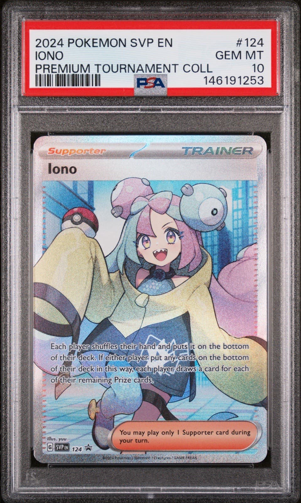 2024 Pokemon TCG Iono F/A Trainer Promo 124 Premuim Tournament Collection PSA 10