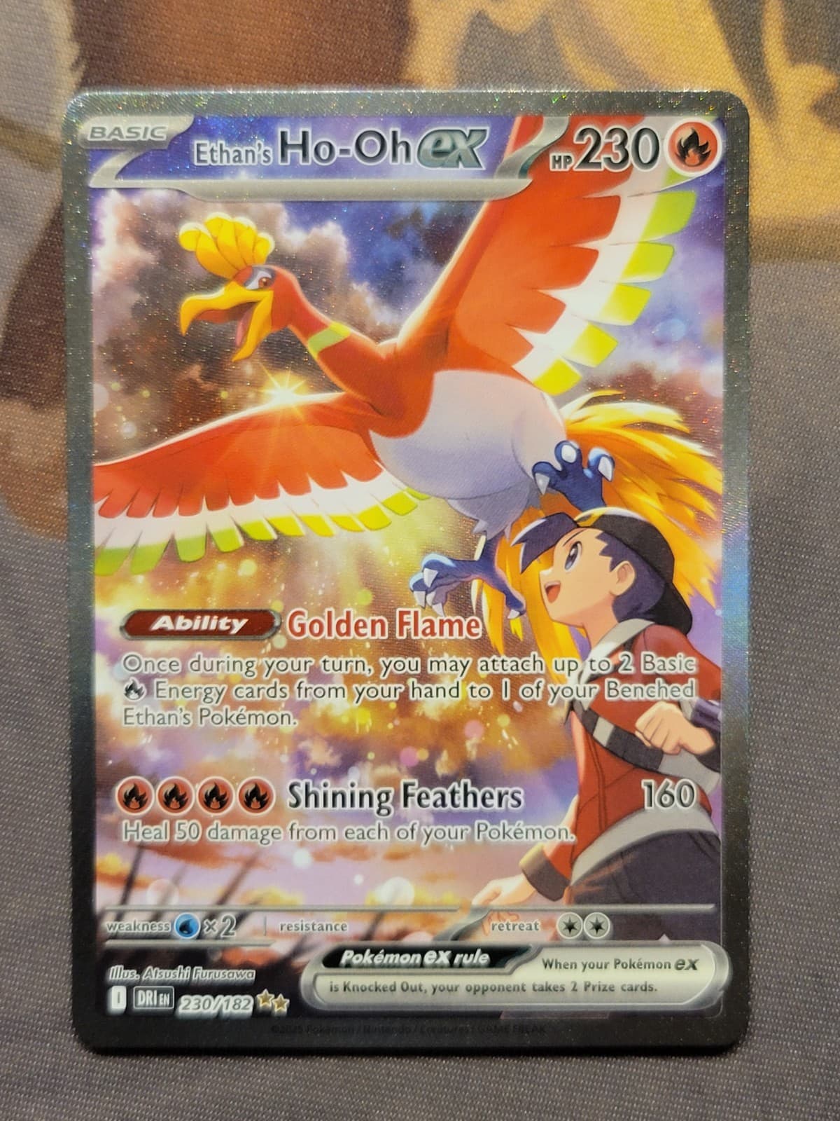 1x Ethan's Ho-Oh ex (230/182) - Destined Rivals SIR Pokemon LP