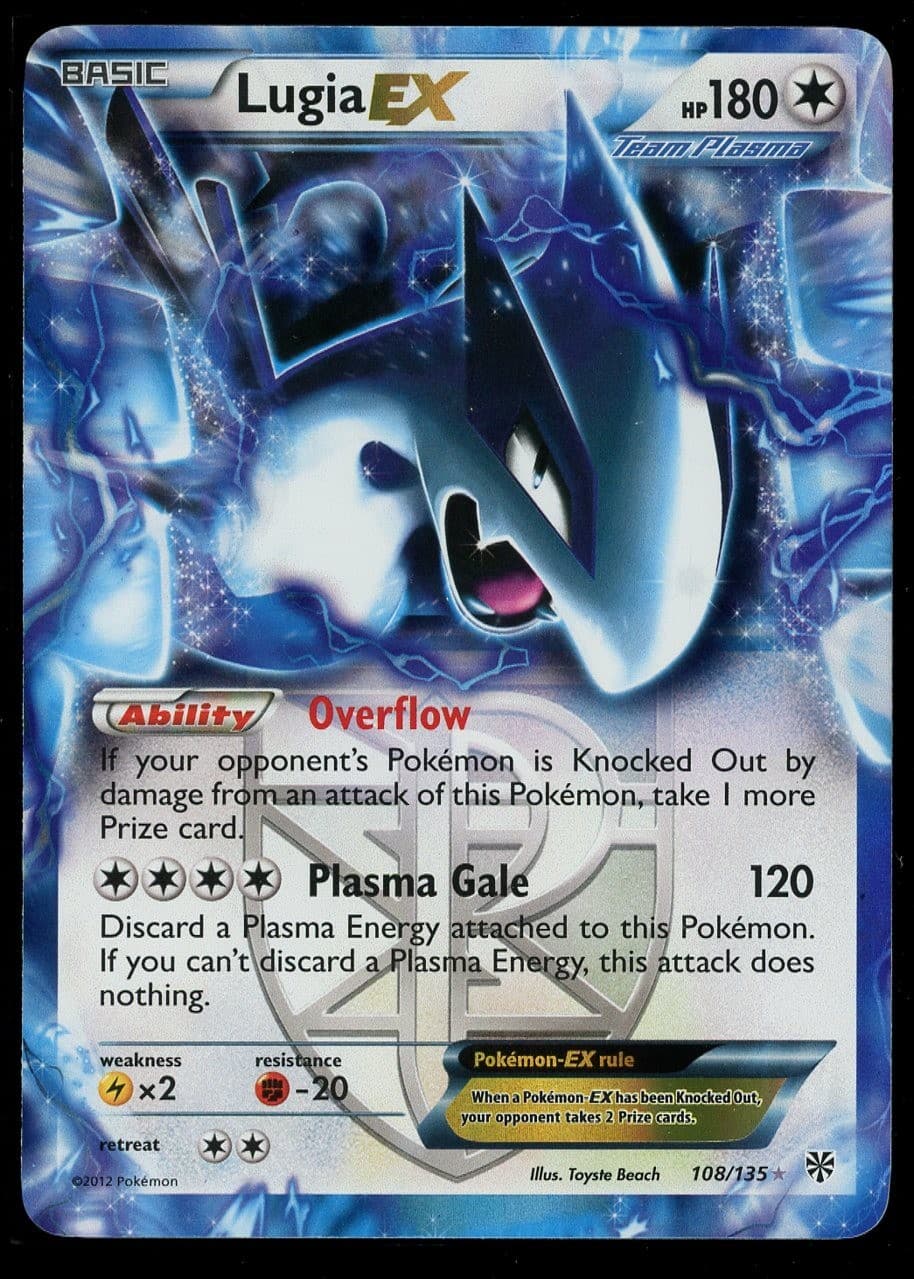 Pokemon Lugia EX 108/135 Black & White Plasma Storm Full Art Rare LP