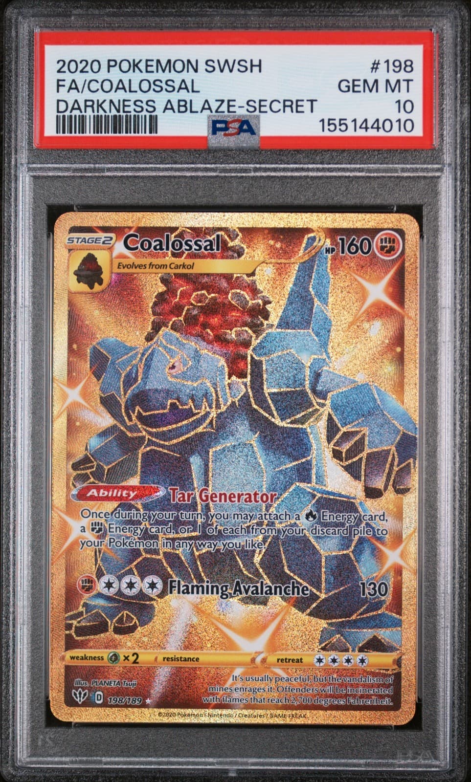 Coalossal (Secret) 198/189 - Swsh03: Darkness Ablaze Holo (PSA 10)