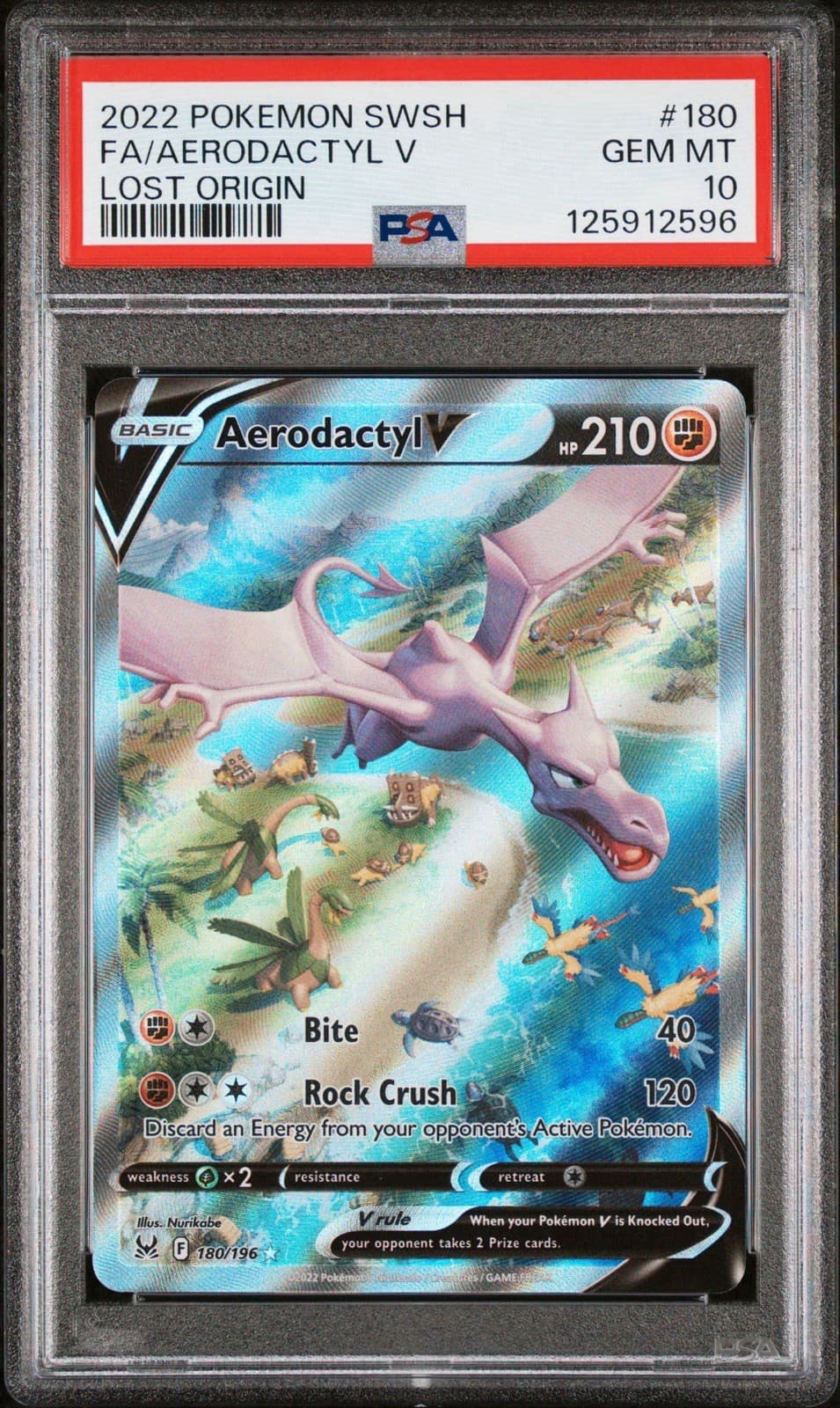 Aerodactyl V 180/196 Full Alt Art Pokemon Sword & Shield Lost Origin PSA 10