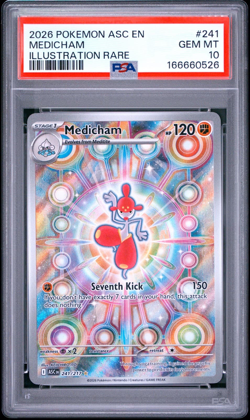 2026 POKEMON ASC EN-ASCENDED HEROES ILLUSTRATION RARE #241 MEDICHAM PSA 10