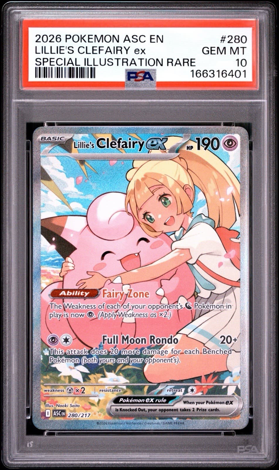 2026 POKEMON ASC EN-ASCENDED HEROES #280 LILLIE'S CLEFAIRY EX PSA 10