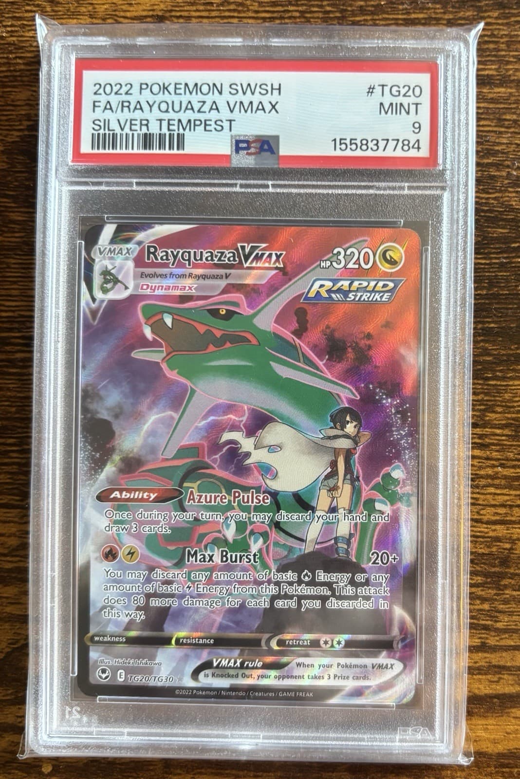 2022 TCG Pokemon SWSH FA Rayquaza VMAX Silver Tempest PSA MINT 9 #TG20