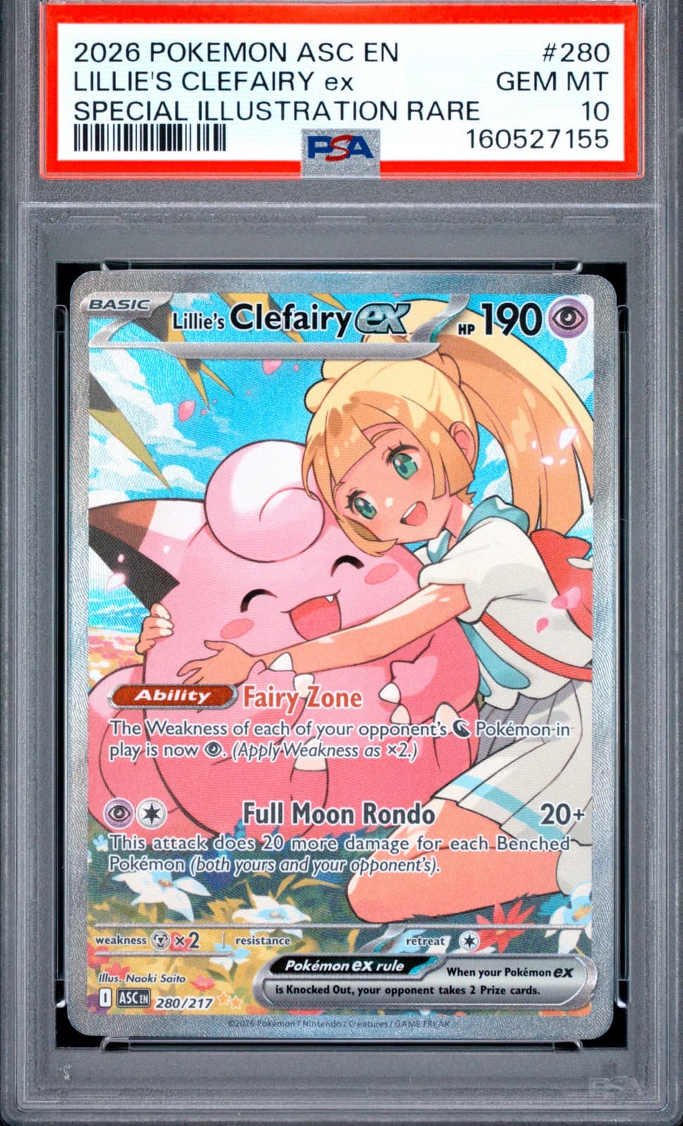 2026 POKEMON ASC EN-ASCENDED HEROES #280 LILLIE'S CLEFAIRY EX PSA 10