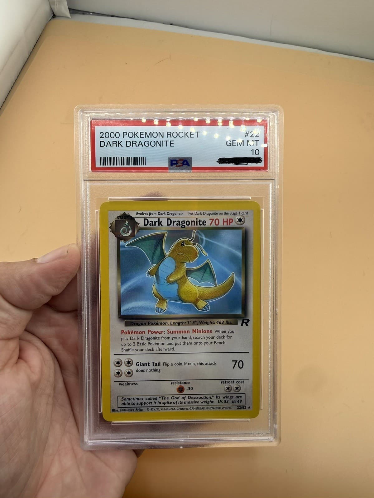 Dark Dragonite 22/82 Team Rocket English Regular Rare PSA 10 Pokemon TCG LOW POP