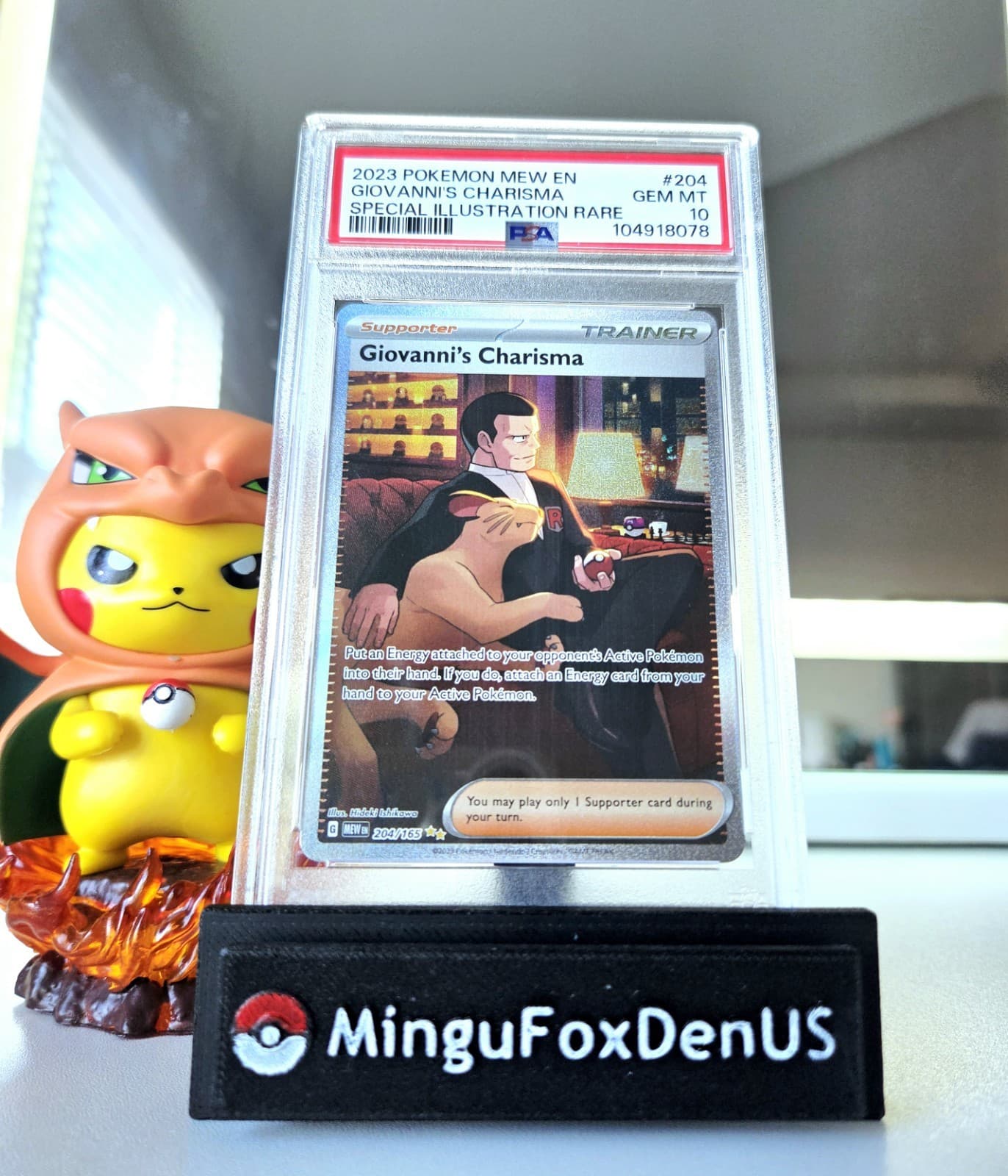 Pokémon TCG Giovanni's Charisma 204/165 SV 151 SIR Holo Eng 2023 PSA 10