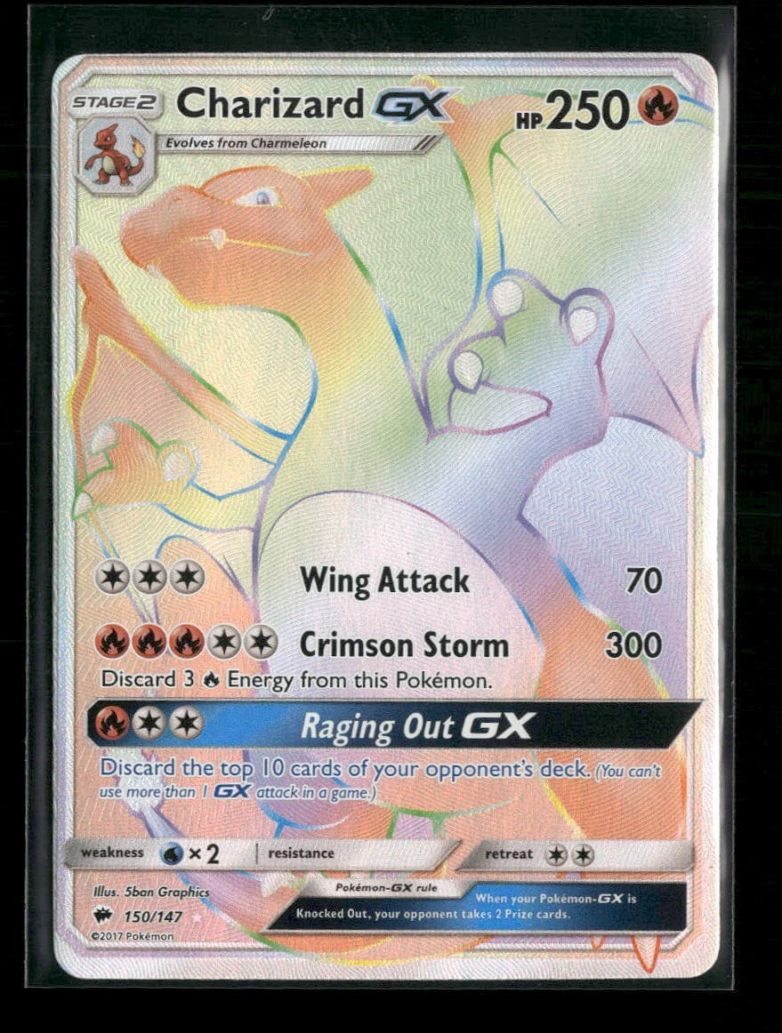 Pokemon Charizard GX 150/147 Secret Burning Shadows Rainbow Rare MP TCG
