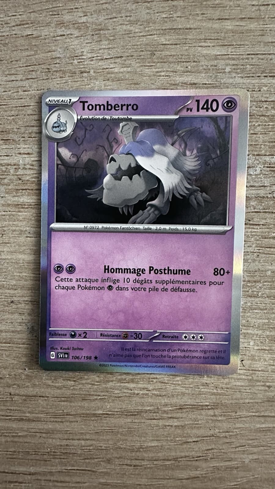 Carte Pokémon Tomberro Holo - 106/198 - EV1 Écarlate et Violet Fr