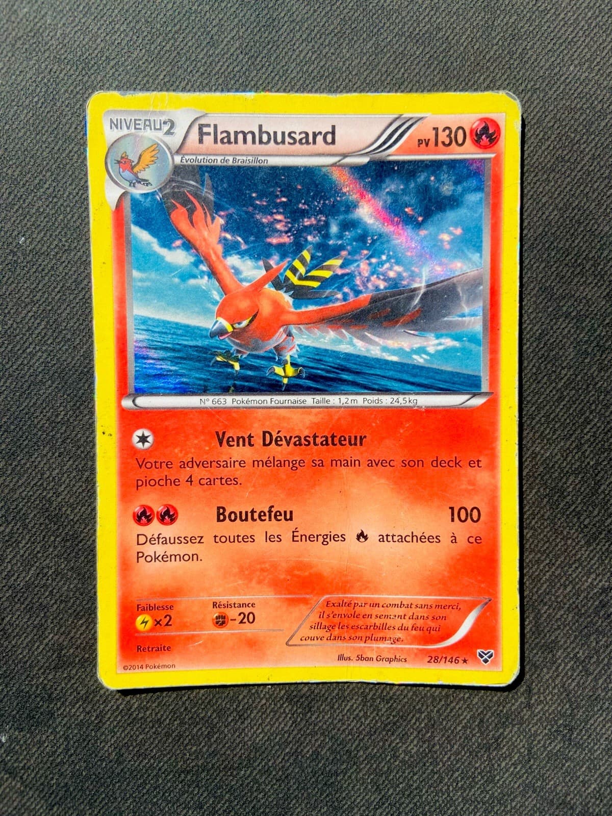 Carte Pokémon Flambusard 28/146 Holo XY De Base