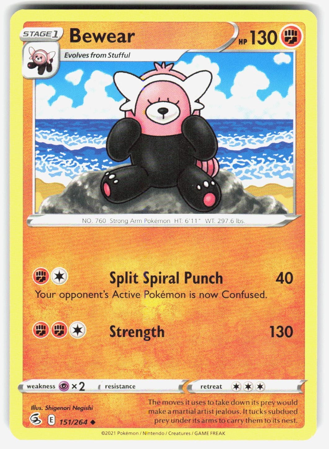 Bewear 151/264 Uncommon Fusion Strike Pokemon Near Mint