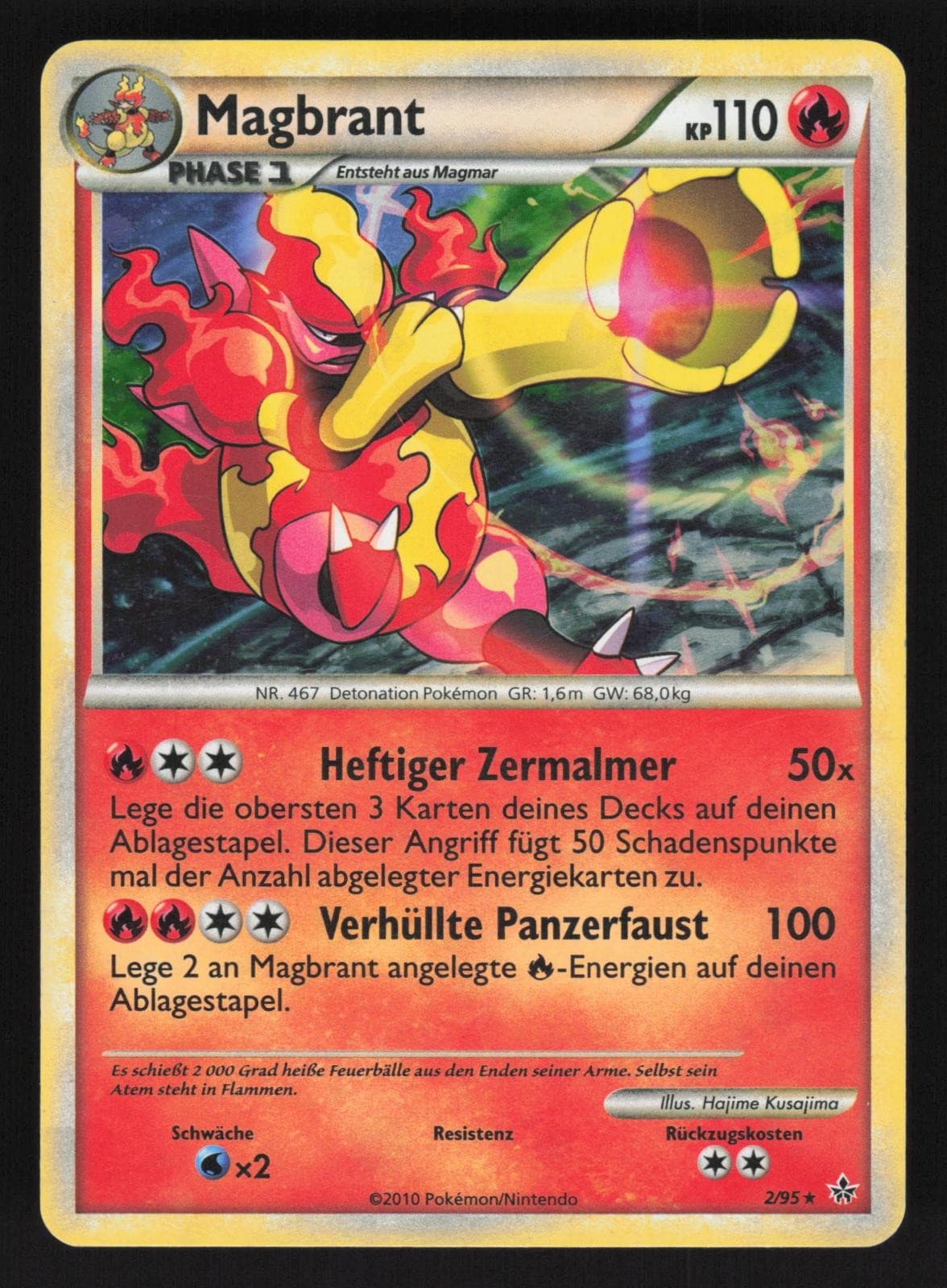 GERMAN Magbrant 2/95 HGSS Unleashed UL Holo Hajime Kusajima Pokemon