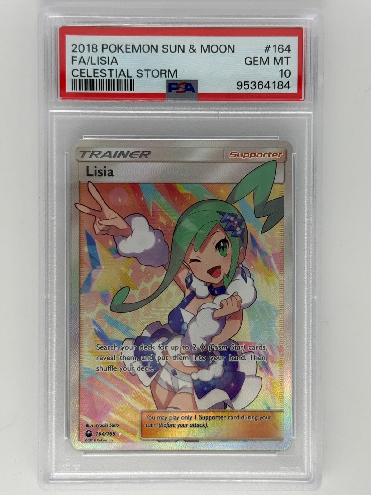 2018 Pokémon Lisia #164 Celestial Storm Holo PSA 10