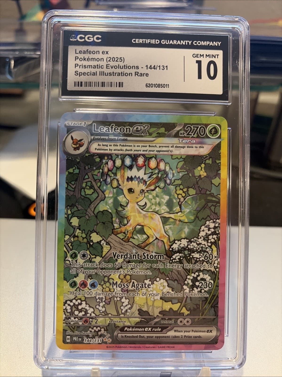Pokemon Leafeon EX Prismatic Evolutions 144/131 Special Illustration Rare CGC 10
